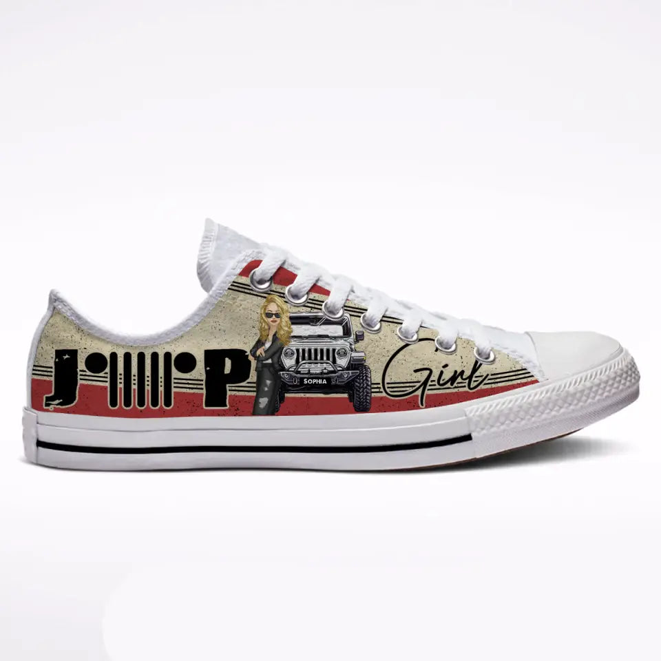 Personalized Jeep Girl Colorful Low Top Shoes QTPN1506