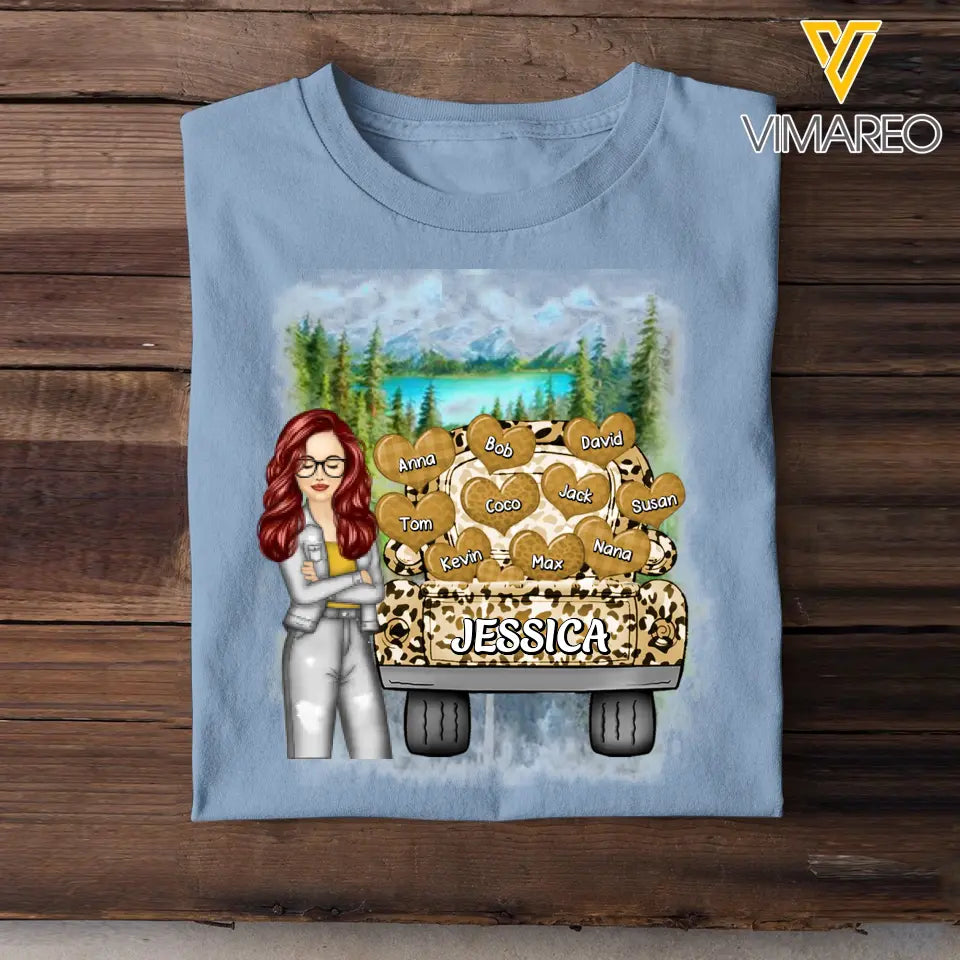 Personalized Girl & Jeep Hearts with Kid Names T-shirt Printed PNDT1406
