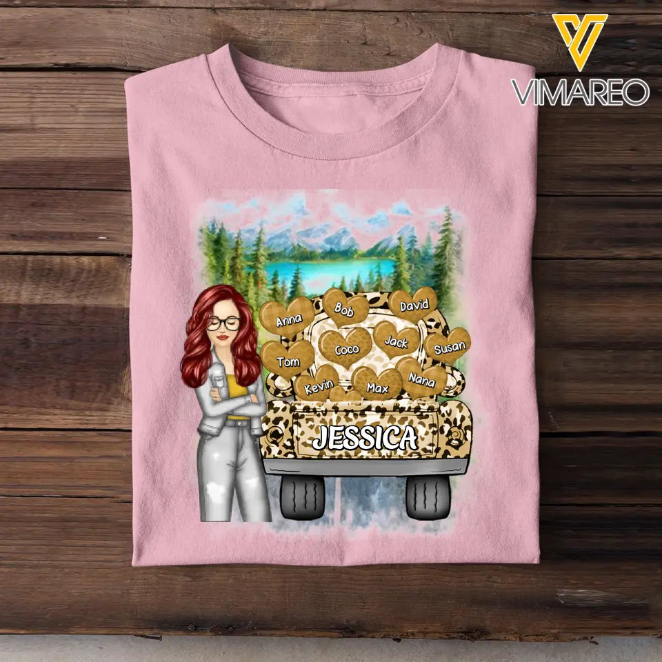 Personalized Girl & Jeep Hearts with Kid Names T-shirt Printed PNDT1406