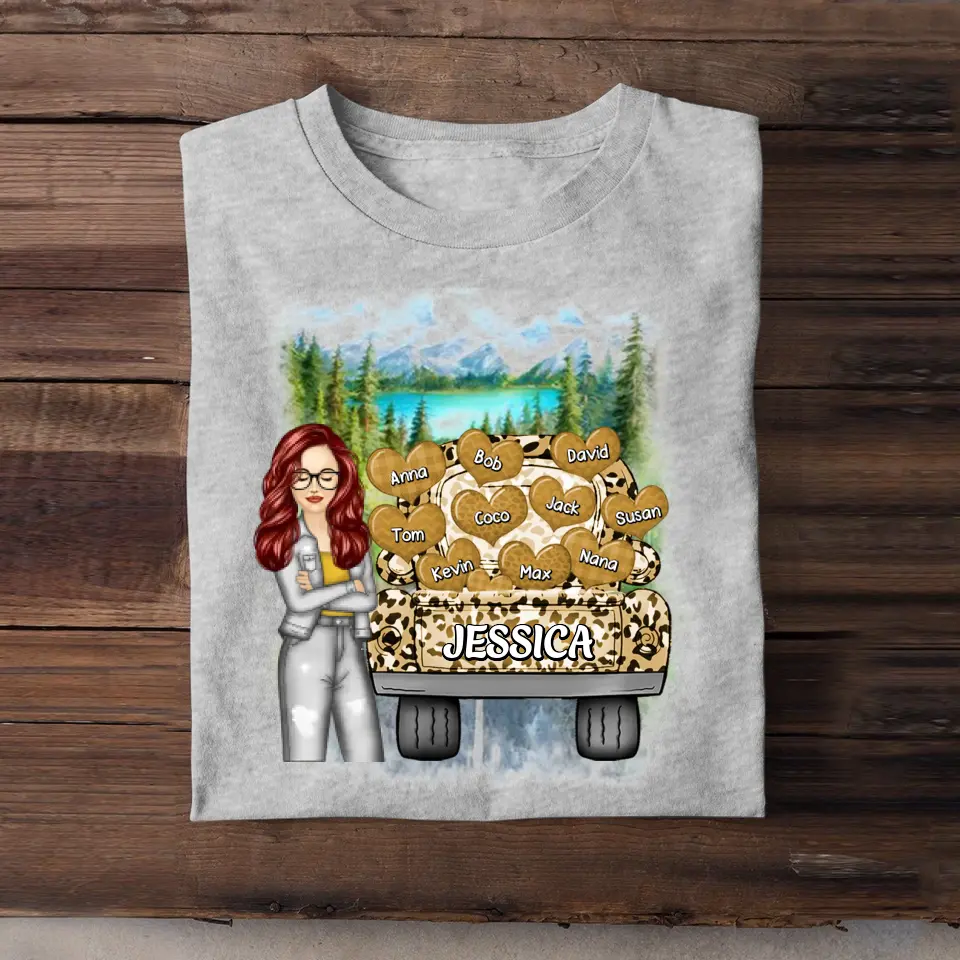 Personalized Girl & Jeep Hearts with Kid Names T-shirt Printed PNDT1406