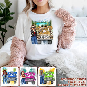 Personalized Girl & Jeep Hearts with Kid Names T-shirt Printed PNDT1406
