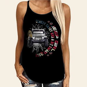 Personalized Jeep Girl Classy Sassy And A Bit Smart Assy Criss Cross Tank Printed MTDT1406