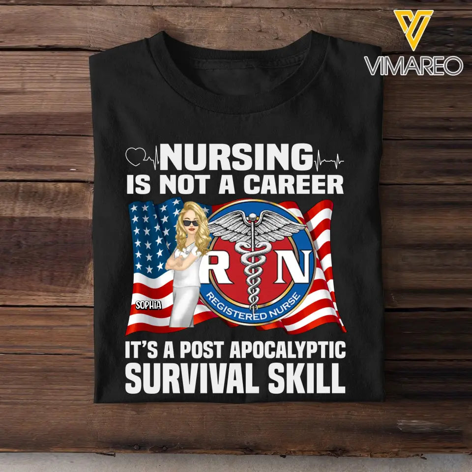 Personalized Nursing Is Not A Career Cool Nurse On Flag 2D Printed Tshirt