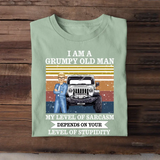 Personalized I Am A Grumpy Old Man/Woman My Level Of Sarcasm Depends On Your Level Of Stupidity T-shirt Printed QTTB1506