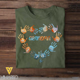 Personalized Grandma Hand with Kid Name T-shirt Printed 23JUN-TB21