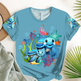 Personalized Turtles In The Ocean Grandma with Kid Names 3D T-Shirt Printed MTHHN2706