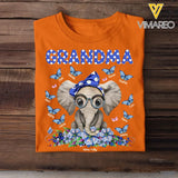 Personalized Cute Elephant Grandma Mom Auntie With Butterflies Kids Name 2D Printed Tshirt PTN47