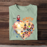 Personalized Auntie Heart with Kid Name T-shirt Printed MTHN0307
