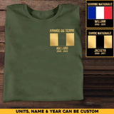 Personalized French Soldier/Veteran Name & Flag T-shirt Printed 23JUL-HQ03