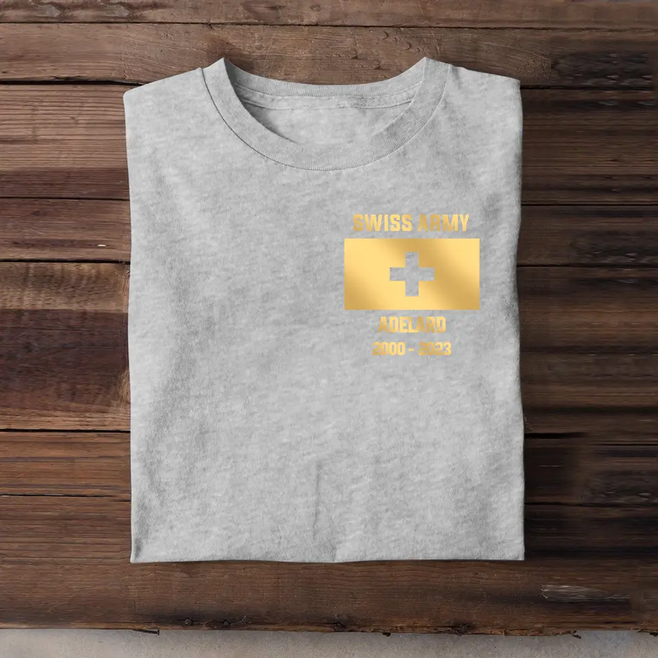 Personalized Swiss Soldier/Veteran Name & Flag T-shirt Printed 23JUL-HQ03