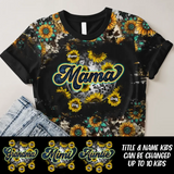 Personalzied Mama Sunflowers with Kid Names 3D TShirt Printed HTHDT0407