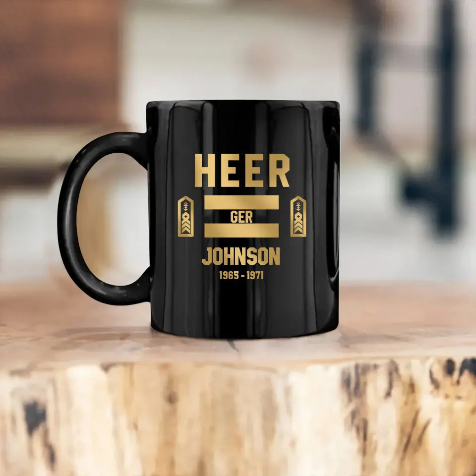 Personalized Germany Veteran/Soldier Rank Camo & Flag Black Mug Printed 23JUL-DT04