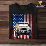 Personalized Jeep Girl Flag T-shirt Printed QTDT1007