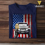Personalized Jeep Girl Flag T-shirt Printed QTDT1007