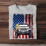 Personalized Jeep Girl Flag T-shirt Printed QTDT1007