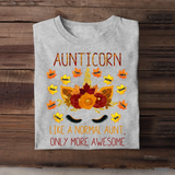 Personalized Fall Season Aunticorn Like A Normal Aunt Only More Awesome Kid NameT-Shirt Printed 23JUL-KVH13