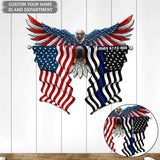 Personalized US Thin Blue Line Flag Eagle Shape Metal Sign Printed QTPD227