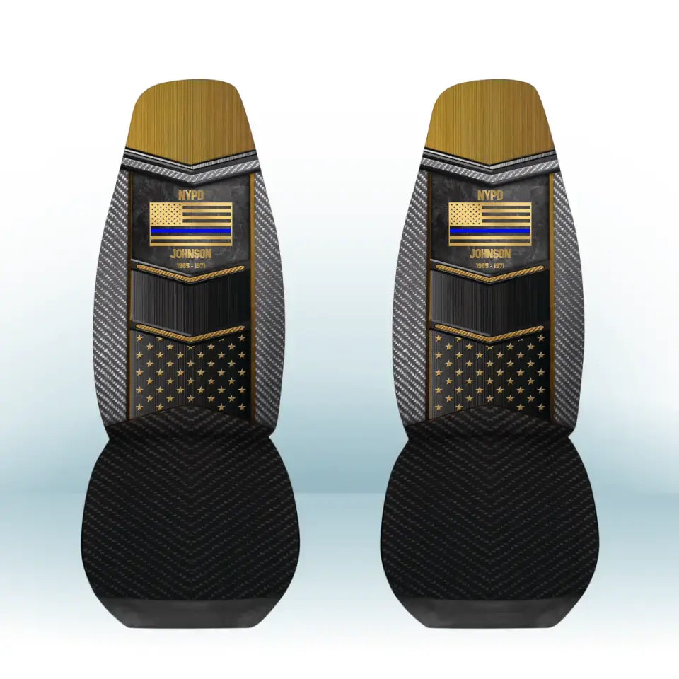 Personalized US Flag Police Car Seat Covers Pritned 23JUL-PN21