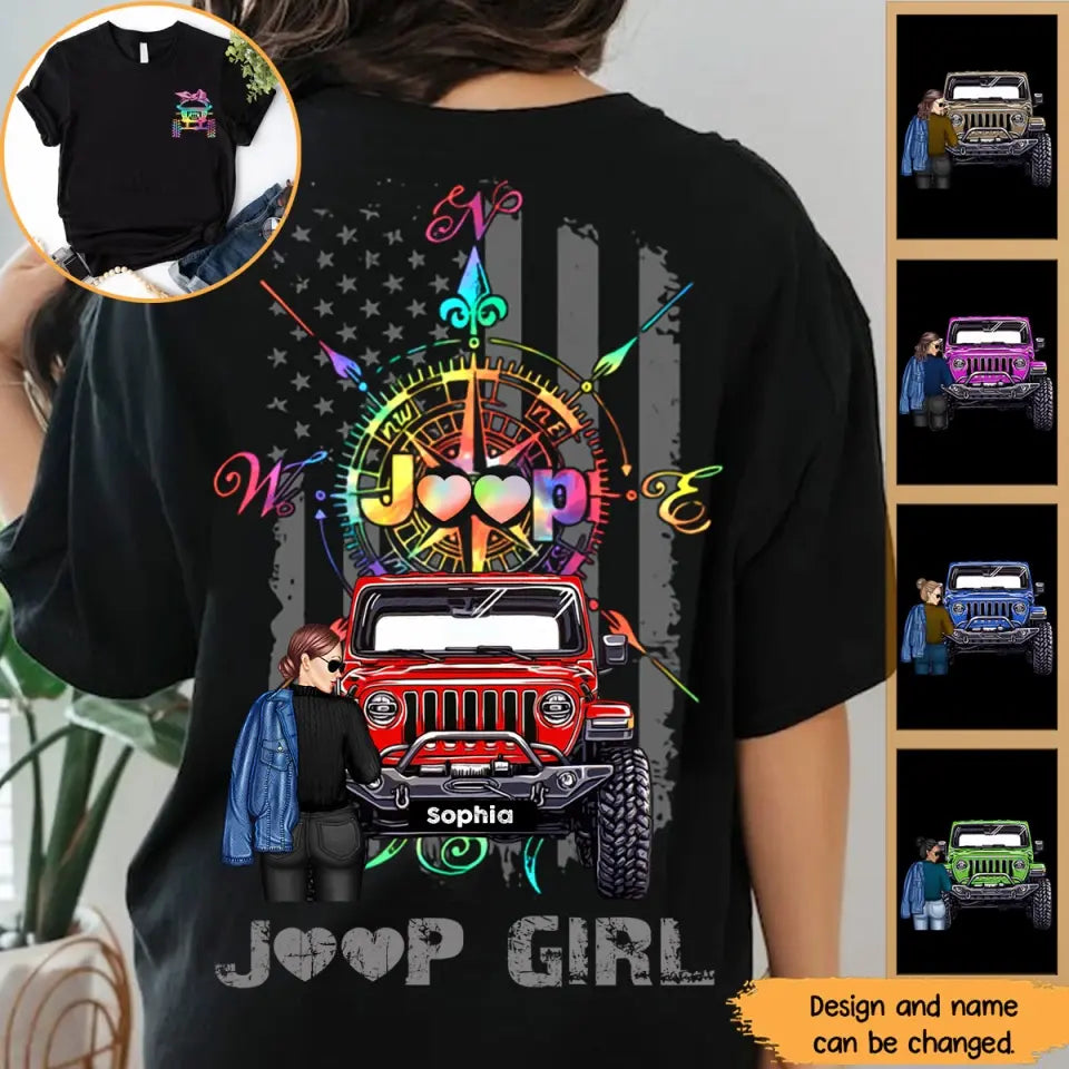 Personalized Jeep Girl Flag T-shirt Printed MTHN2207