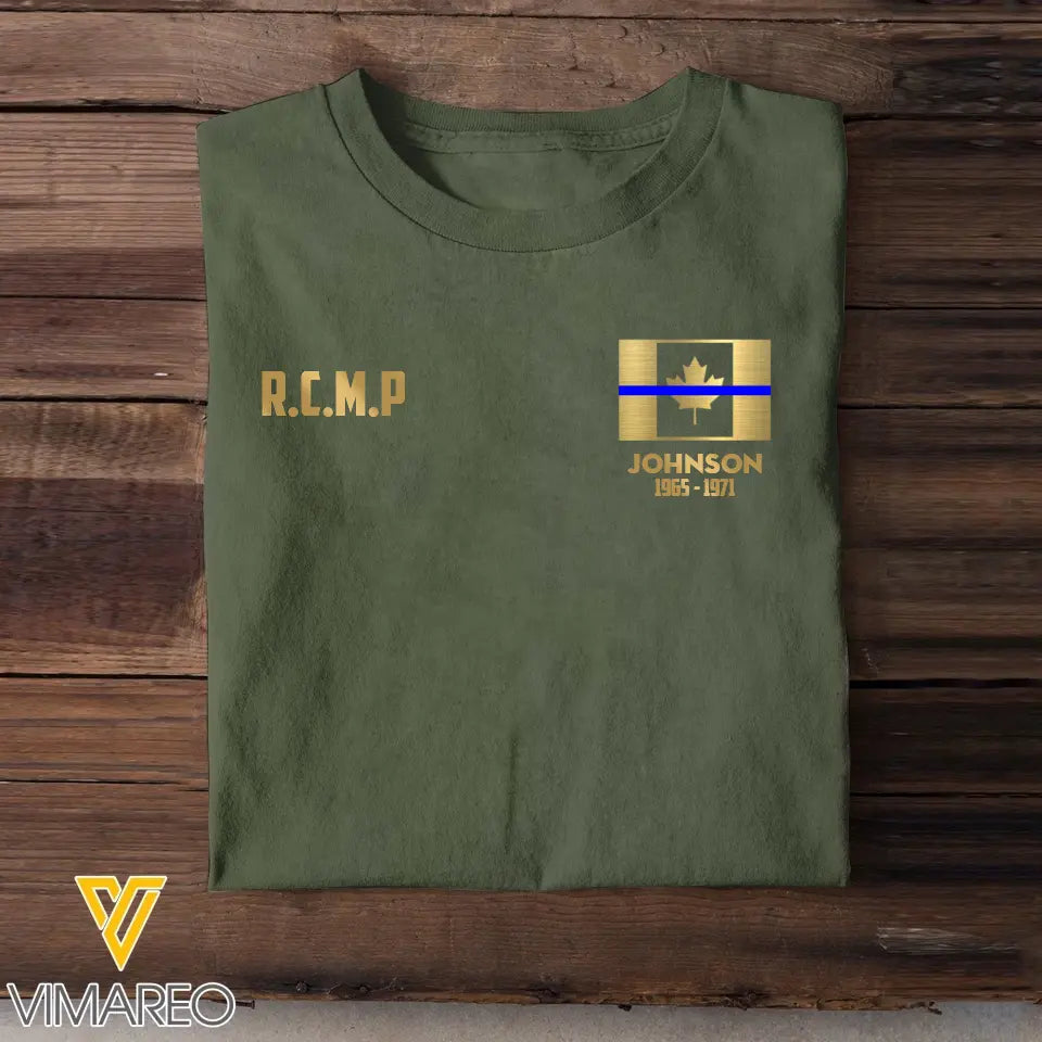 Personalized Canada Blue Line Flag Tshirt Printed QTKH257