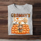 Personalized Fall Season Pumpkin Grammy's Little Pumpkins Dummy & Kid Names T-Shirt Printed HTHPVD1807