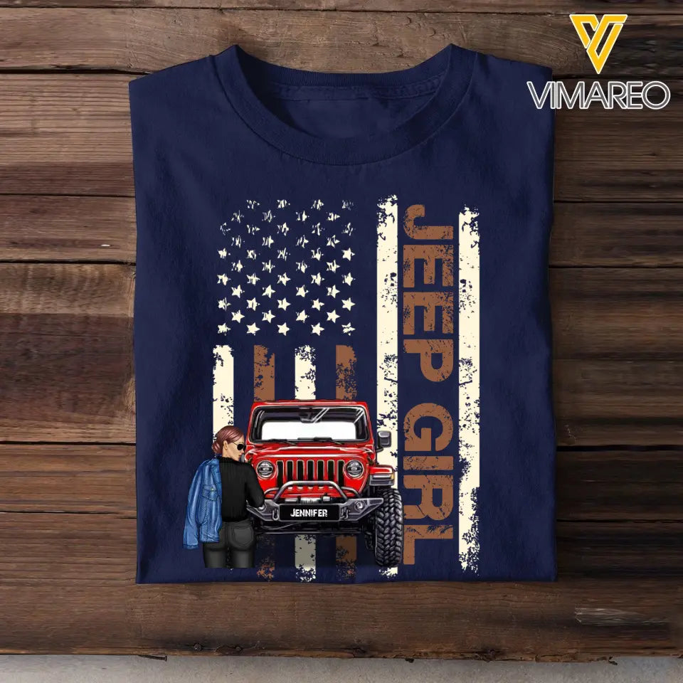 Personalized Colorful Flag Jeep Lover T-shirt Printed QTHN267