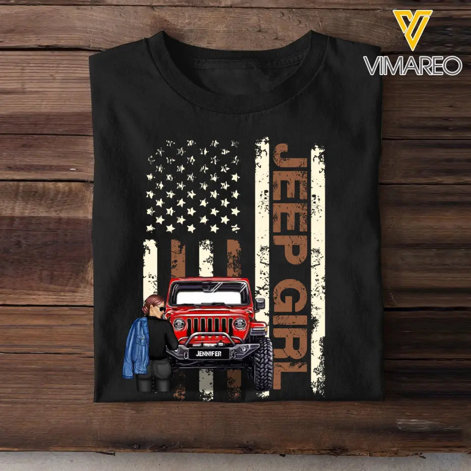 Personalized Colorful Flag Jeep Lover T-shirt Printed QTHN267