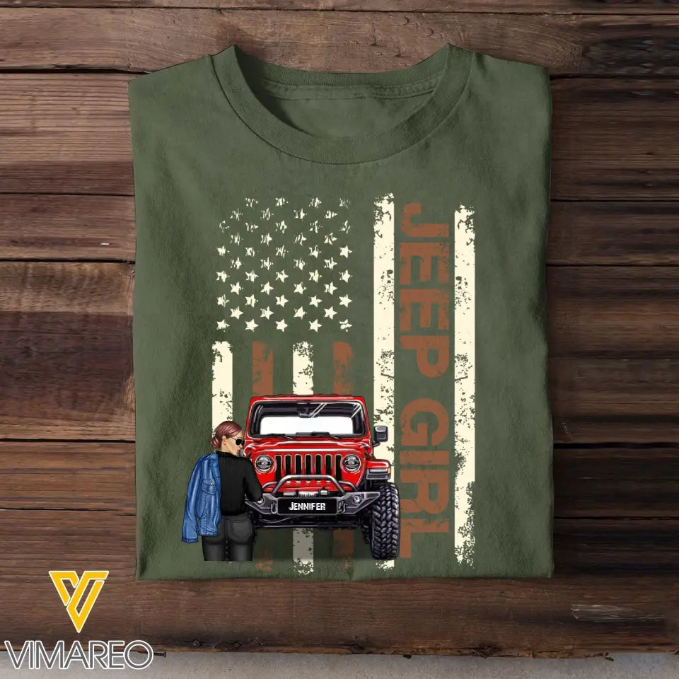 Personalized Colorful Flag Jeep Lover T-shirt Printed QTHN267