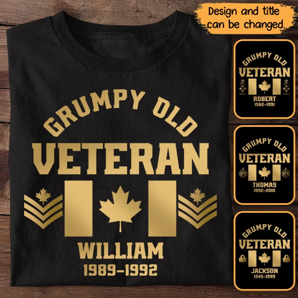 Personalized Canadian Rank Camo Flag Grumpy Old Man T-shirt Printed 23JUL-DNL25