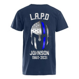 Personalized US Blue Line Spartan Flag Tshirt Printed 23JUL-PVD26