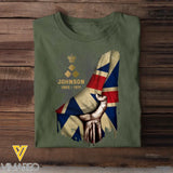 Personalized UK Flag Rank Camo T-shirt Printed 23JUL-PN25