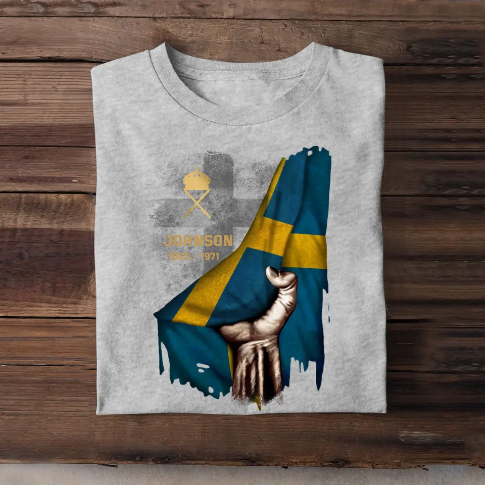 Personalized Swedish Rank Camo Flag T-shirt Printed 23JUL-PN25