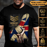Personalized UK Flag Rank Camo T-shirt Printed 23JUL-PN25