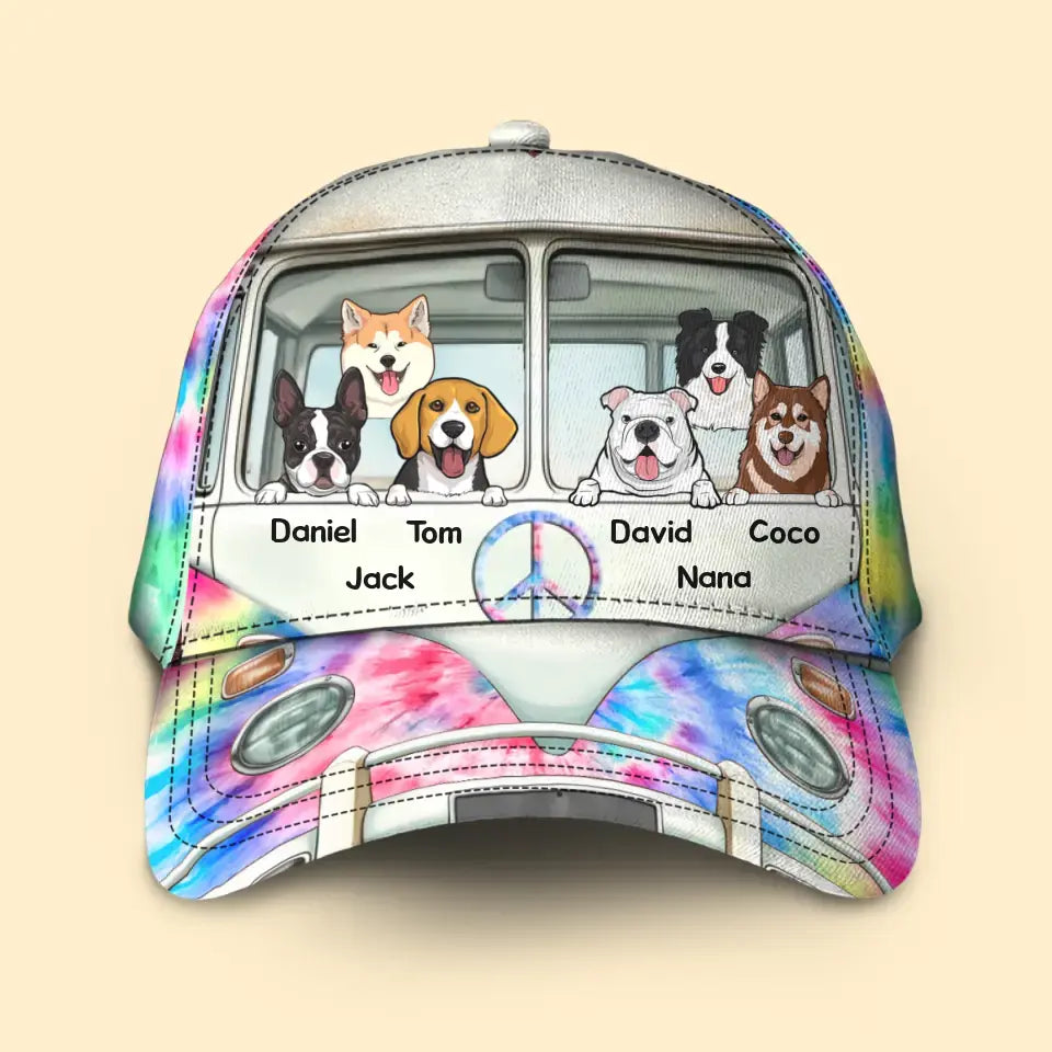 Personalized Hippie Car Dog Lovers Gift Cap 3D Printed 23JUL-PN25