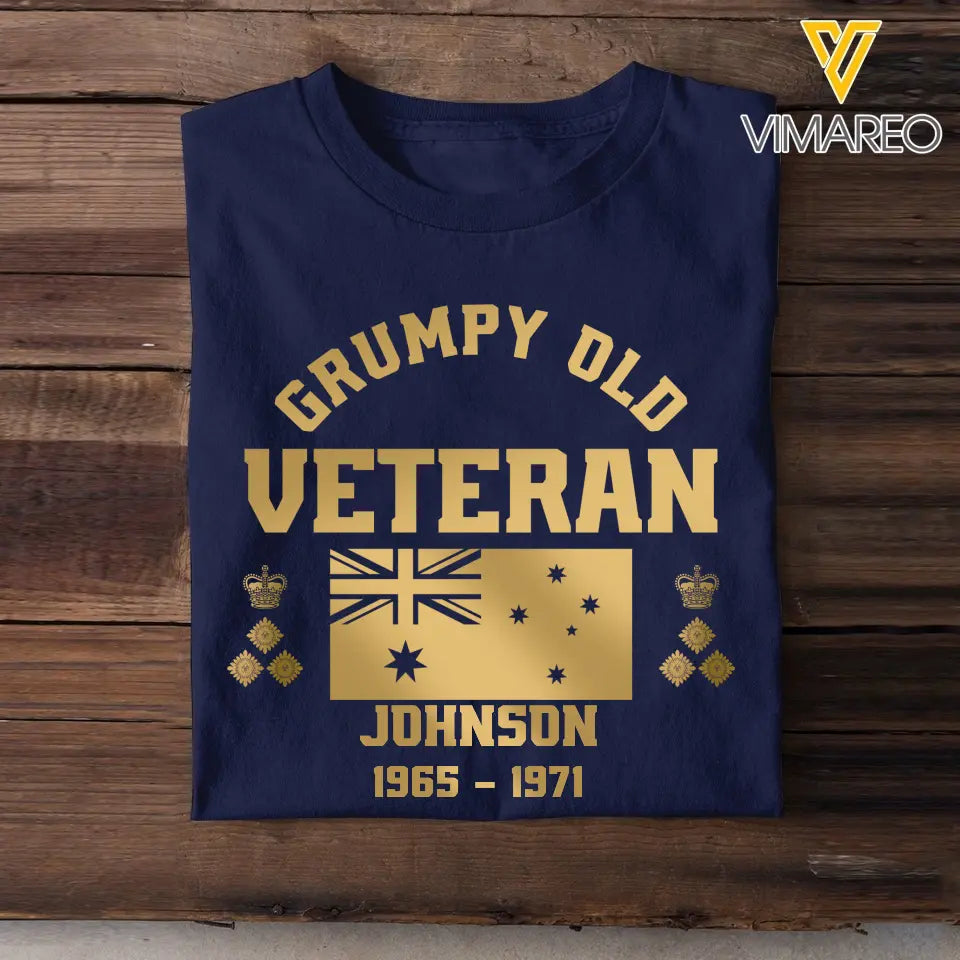 Personalized Grumpy Old VET UK Flag Rank Camo T-shirt Printed 23JUL-DNL25