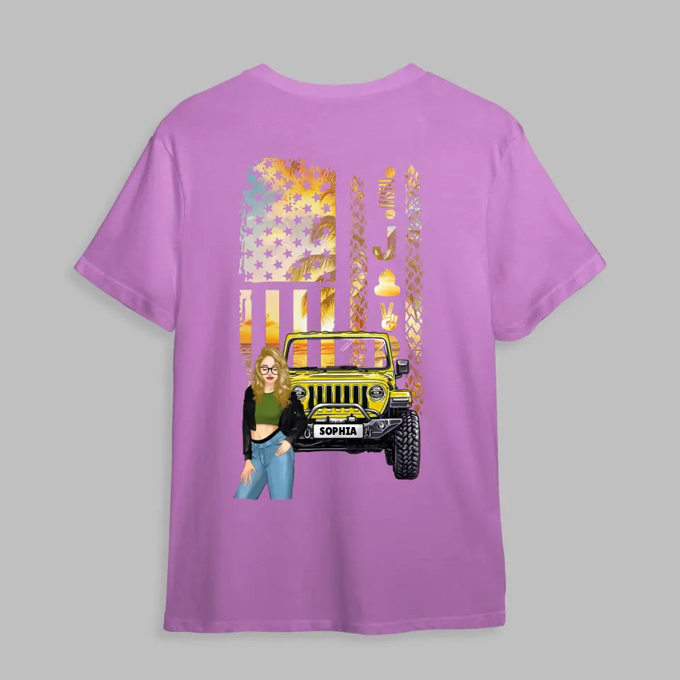 Personalized Jeep Girl Flag T-shirt Printed MTPD2607