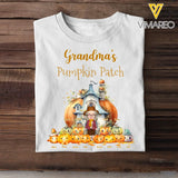 Personalized Fall Season Pumpkin Patch Grandma & Kid Name T-Shirt Printed MTHPVD1307