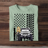 Personalized Cool Jeep Girl On Color Flag Tshirt 23170