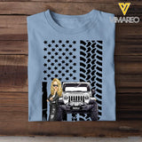 Personalized Cool Jeep Girl On Color Flag Tshirt 23170