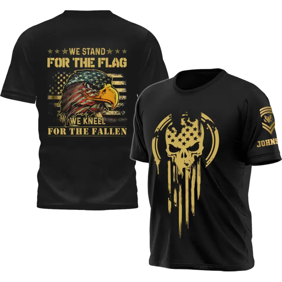 Personalized US We Stand For The Flag We Kneel For The Fallen T-shirt Printed QTPD2023173