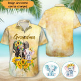 Personalized Grandma Elephant with Kid Names Hawaii Shirt Printed MTHN2023140