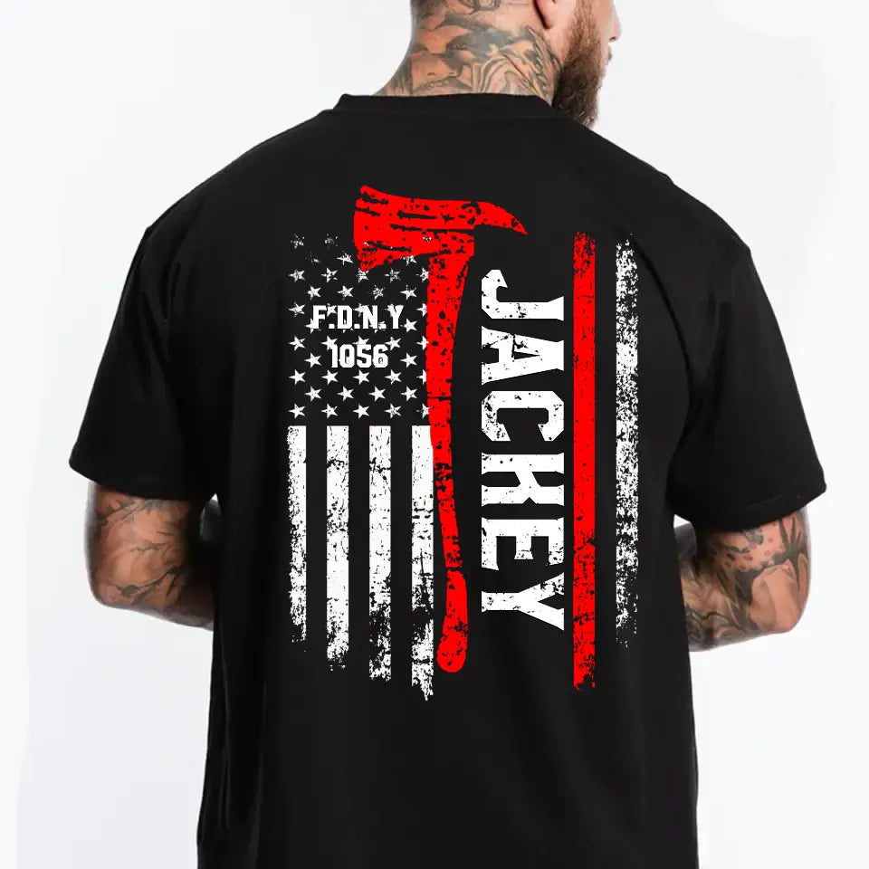 Personalized Firefighter Department US Flag T-shirt Printed PVD2023176