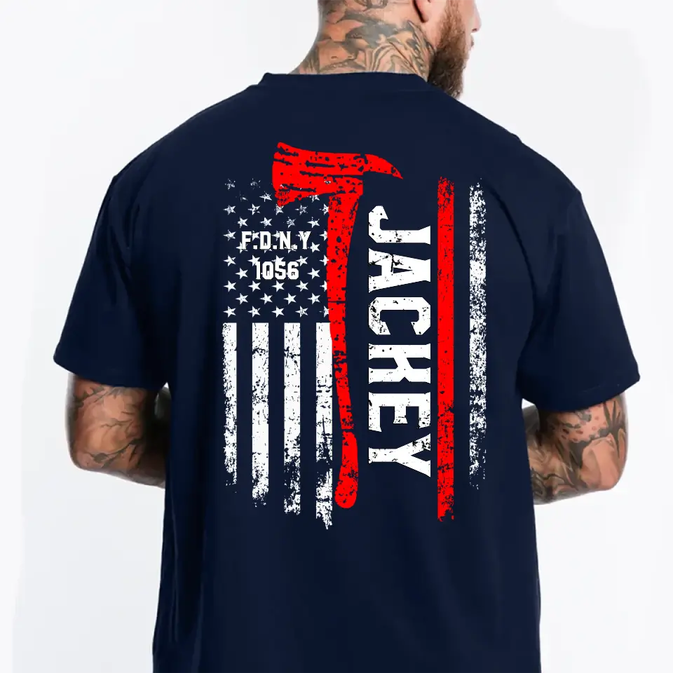 Personalized Firefighter Department US Flag T-shirt Printed PVD2023176