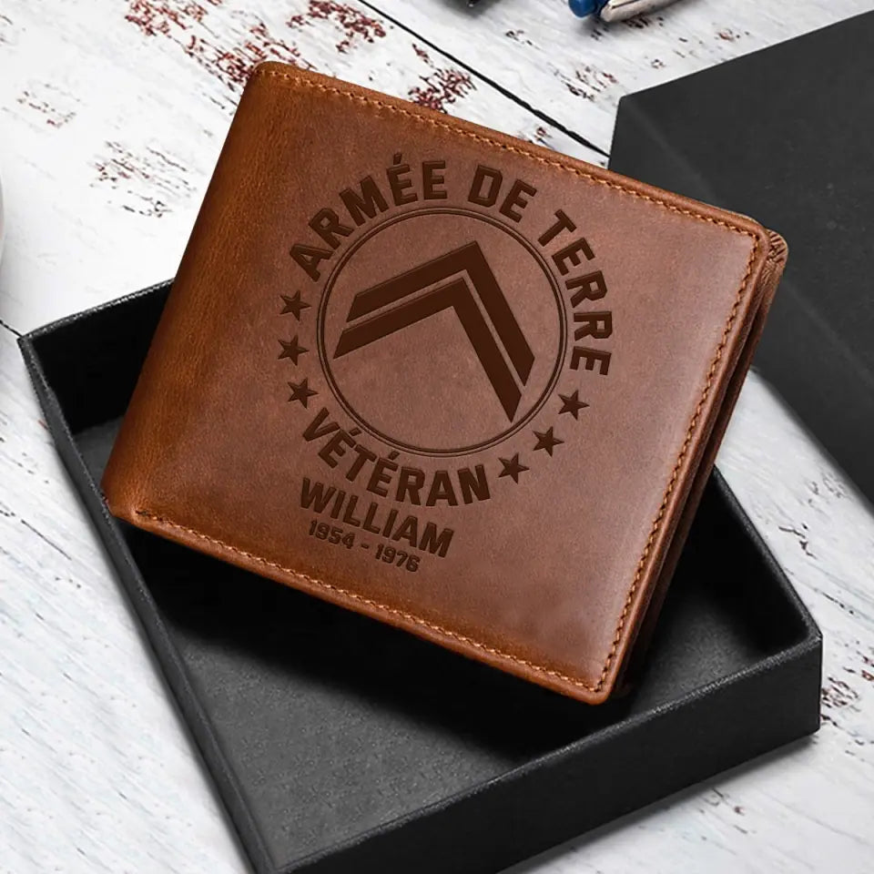 Personalized French Armed Force Leather Wallet QTPN23216