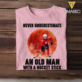 Personalized Never Underestimate An Old Man With A Hockey Stick T-shirt Printed MTHPN1906