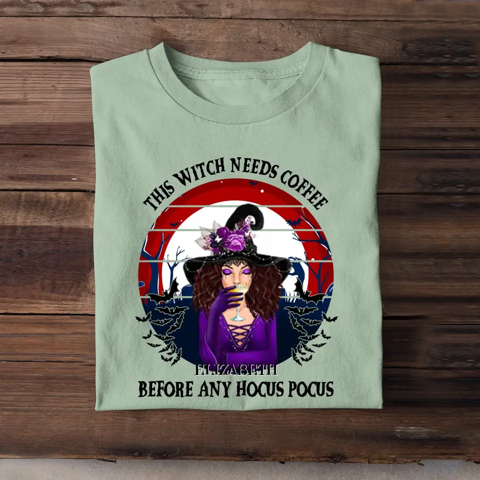 Personalized This Witch Needs Coffee Before Any Hocus Pocus T-shirt Printed HTHPD23209