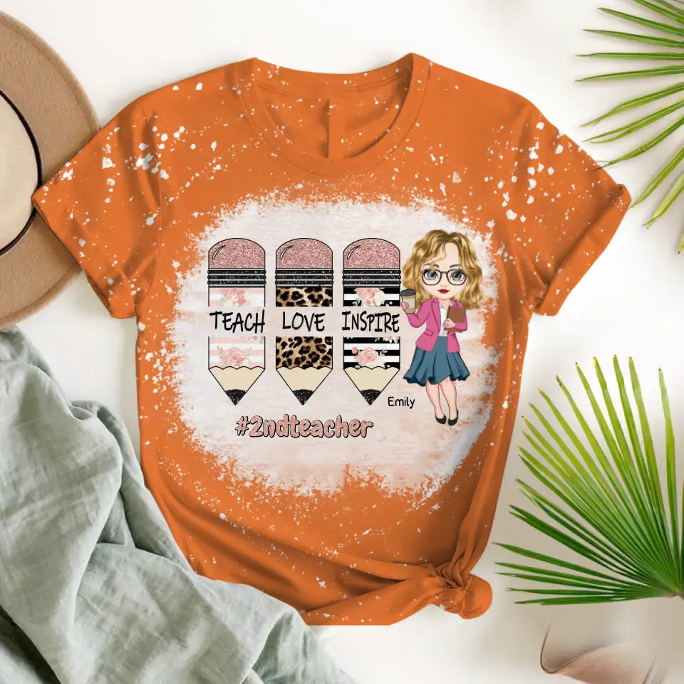 Personalized Teach Love Inspire Gift for Teachers 3D T-shirt Printed HTHPD23155