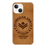 Personalized Canadian Armed Force Leather Texture Phone Case Printed QTPN301