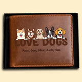 Personalized Love Dogs Custom Name Dog Lovers Gift Leather Wallet PTN23250