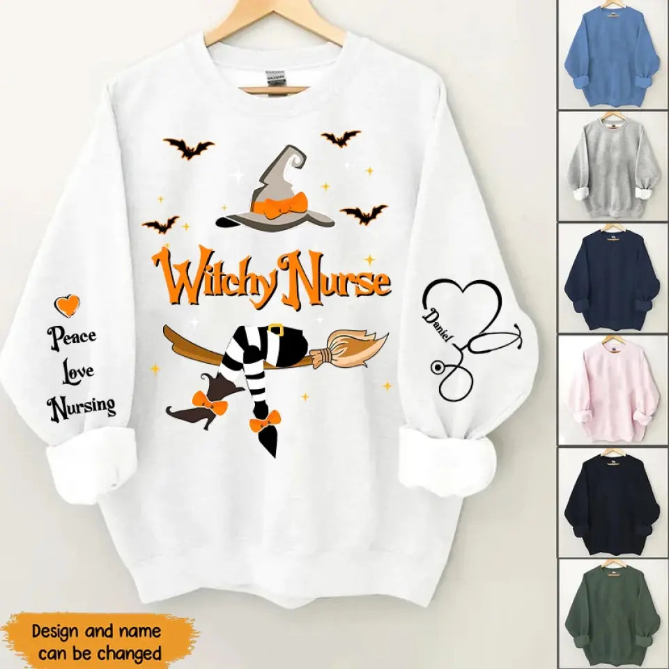 Personalized Witchy Nurse Printed Sweatshirt 23309HTHDNL